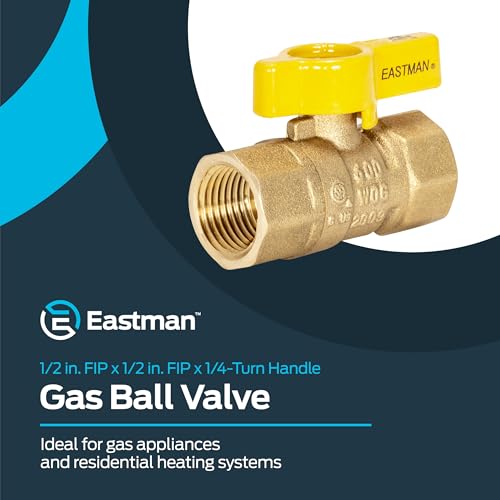 Eastman Straight Gas Brass Ball Valve, 1/2 in FIP x 1/2 in FIP, 1/4-Turn Handle, 60009 - Image 2