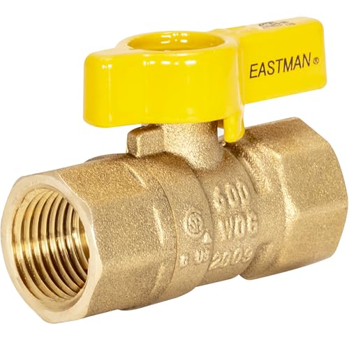 Eastman Straight Gas Brass Ball Valve, 1/2 in FIP x 1/2 in FIP, 1/4-Turn Handle, 60009 - Image 1