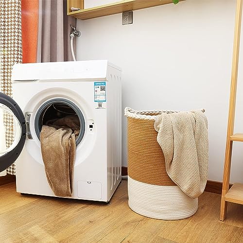 RUGSZONE® Extra Large Storage Basket with Lid, Cotton Rope Baskets, Laundry Hamper, Cloth Bin, for Clothes Towels Blankets Pillows Storage in Living Room, Jute/Black Mix Basket (15'WX20'HINCH) - Image 2