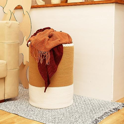 RUGSZONE® Extra Large Storage Basket with Lid, Cotton Rope Baskets, Laundry Hamper, Cloth Bin, for Clothes Towels Blankets Pillows Storage in Living Room, Jute/Black Mix Basket (15'WX20'HINCH) - Image 5