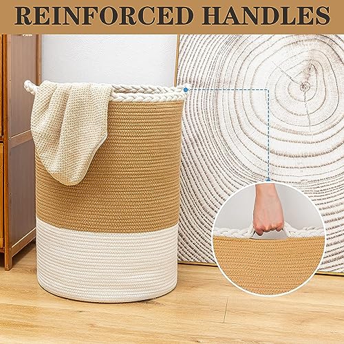 RUGSZONE® Extra Large Storage Basket with Lid, Cotton Rope Baskets, Laundry Hamper, Cloth Bin, for Clothes Towels Blankets Pillows Storage in Living Room, Jute/Black Mix Basket (15'WX20'HINCH) - Image 3