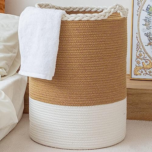 RUGSZONE® Extra Large Storage Basket with Lid, Cotton Rope Baskets, Laundry Hamper, Cloth Bin, for Clothes Towels Blankets Pillows Storage in Living Room, Jute/Black Mix Basket (15'WX20'HINCH) - Image 1