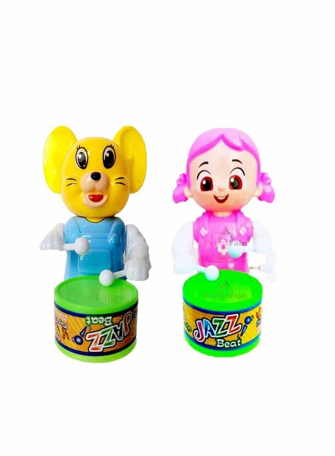 ROSEFAIR Cute Drummer Toy with Drumming and Dancing Action for Kids Baby Rattle Toys Set Toddler Kids Key-Operated Toys Kids (CAT-PINK-PAC-02) - Image 1