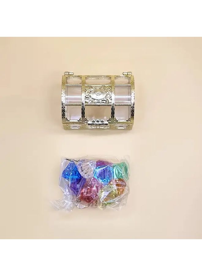 11 Pcs Pirate Treasure Chest Set With Colorful Synthetic Gemstones And Marbles - Image 4