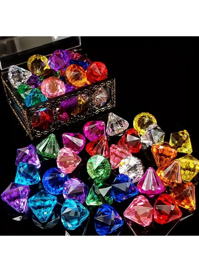 11 Pcs Pirate Treasure Chest Set With Colorful Synthetic Gemstones And Marbles - Image 5