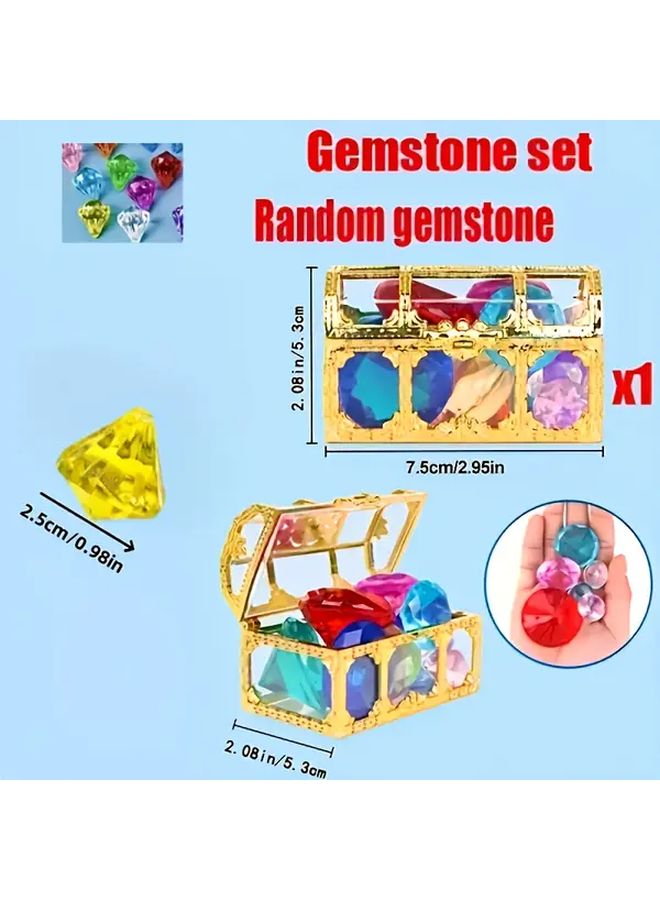11 Pcs Pirate Treasure Chest Set With Colorful Synthetic Gemstones And Marbles - Image 3