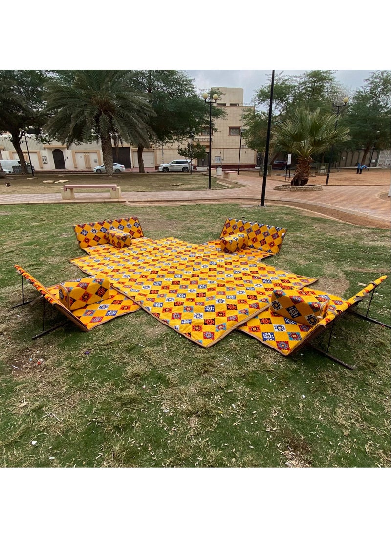 بن عمار مجموعة جلوس أرضية تراثية مكونة من 9 قطع مناسبة للسفر والرحلات البرية والحديقة مكونة من 9 قطع عالية الجودة سهلة التركيب والتخزين خيارات ألوان متنوعة عنابي - Image 1