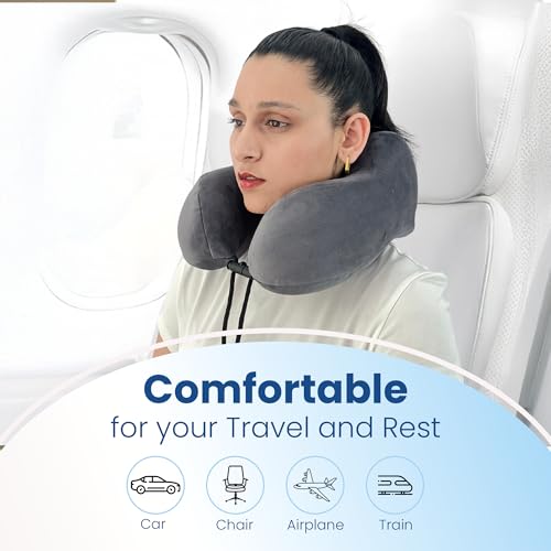 CareFoam Memory Foam Travel Pillow, Comfortable & Supportive Neck Pillow, Pain Relief Sleeping Neck Pillows for Travel, Airplane Pillow for Sleeping Airplane, Car, Office and Home - Image 3