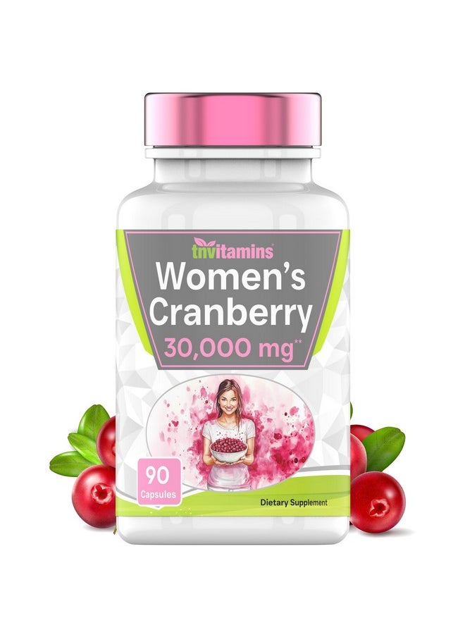 tnvitamins - Cranberry Pills for Women: 30,000 mg - 90 Capsules | Urinary Tract Health & Support* | Cranberry Concentrate Extract Vitamin Supplement for Women | Non-GMO | Made in The USA! - Image 1