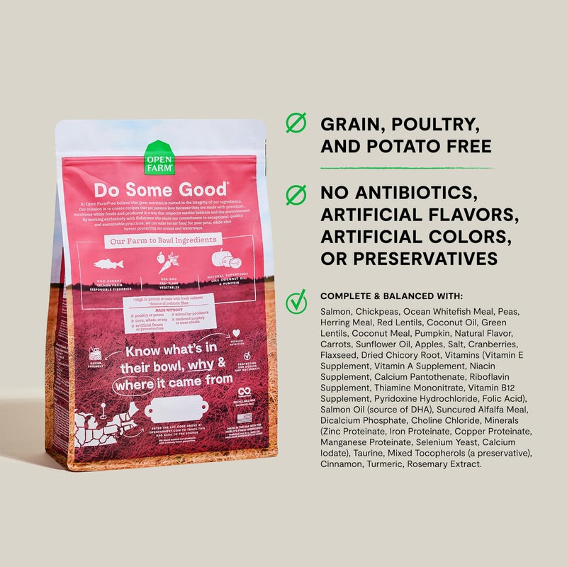 Open Farm, Grain-Free Dry Dog Food, Complete & Balanced Kibble, Sustainably & Ethically Sourced Ingredients, Non-GMO Veggies & Superfoods to Support Overall Health, Wild-Caught Salmon Recipe, 4lb Bag - Image 2