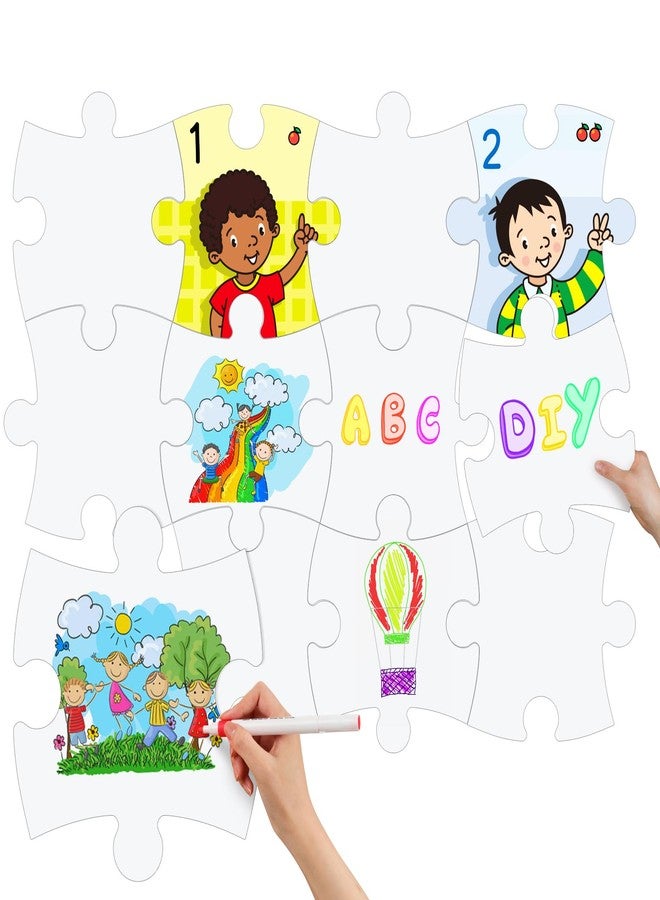 WinnerWhy 24 Pcs DIY Giant Puzzle Kit 12x11 Inch Large Blank Cardboard Puzzle Pieces for Art Projects Classroom Activities and Team Building Fun - Image 1