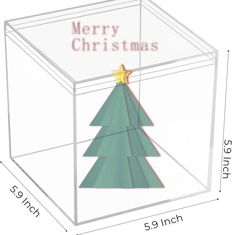 Al Raied ARS® 2 Pcs Large Acrylic Box With Lid - Clear Square Cube Storage for Home & Office - Image 2