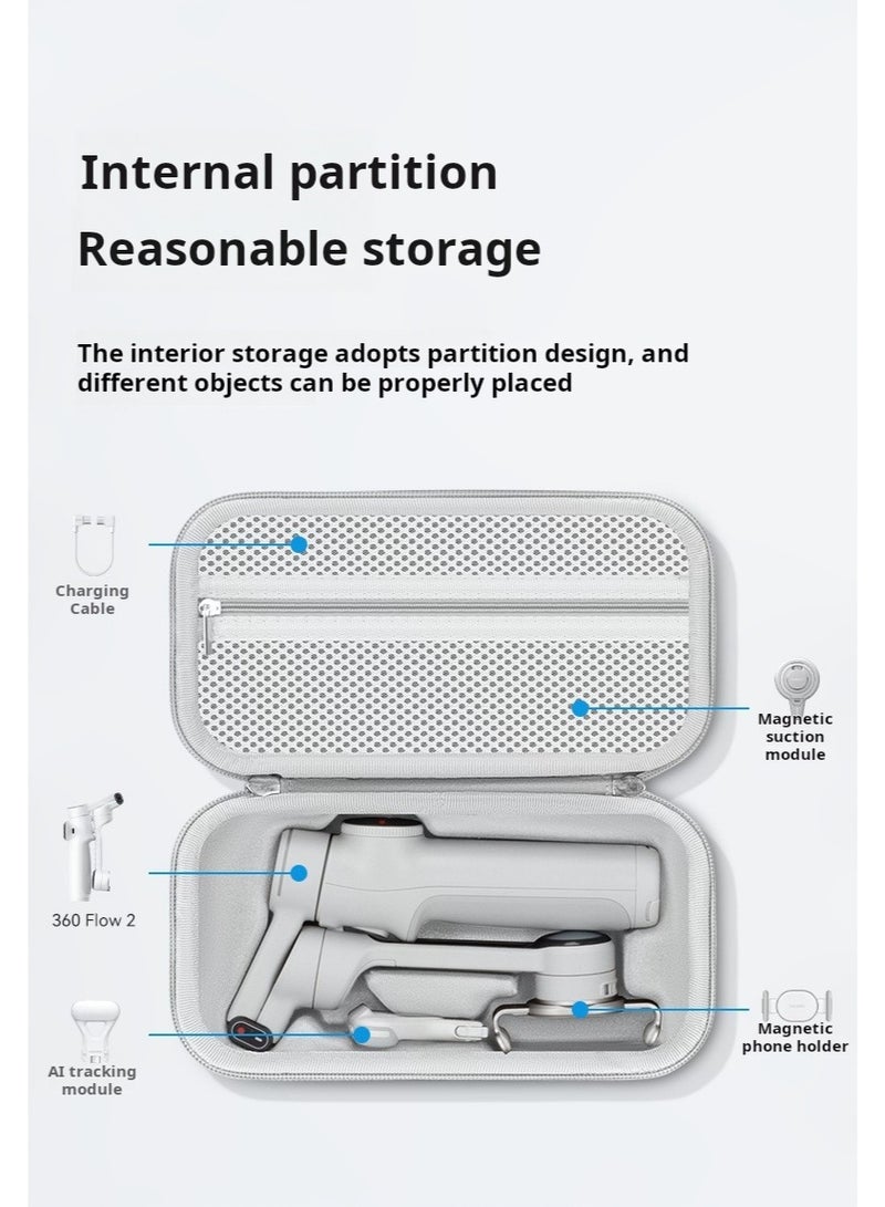 Protective Carrying Case for Insta360 Flow2Pro Gimbal – EVA Hard Shell with Shockproof Partitioned Storage, Water-Resistant PU Surface, Travel-Friendly Gimbal Bag - Image 3