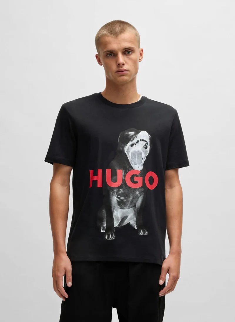 HUGO Cotton-jersey regular-fit T-shirt with animal graphic