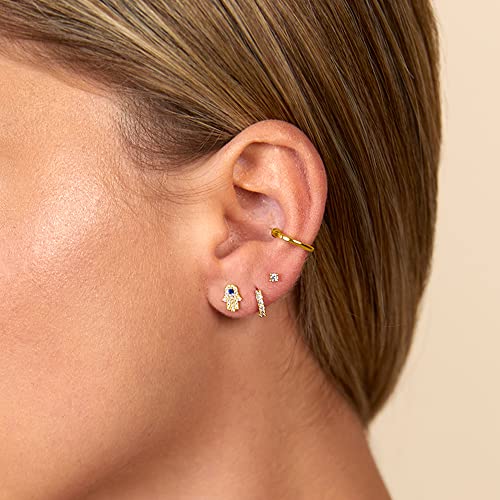 PAVOI 14K Cubic Zirconia Mini Huggies (Mini, Yellow Gold) - Image 2
