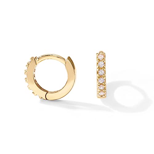 PAVOI 14K Cubic Zirconia Mini Huggies (Mini, Yellow Gold) - Image 1