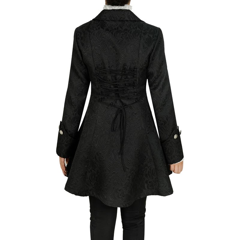 Rainday Women's Steampunk Pirate Jacket Medieval Gothic Tailcoat Victorian coat Costume(Z3007BK,S) - Image 4