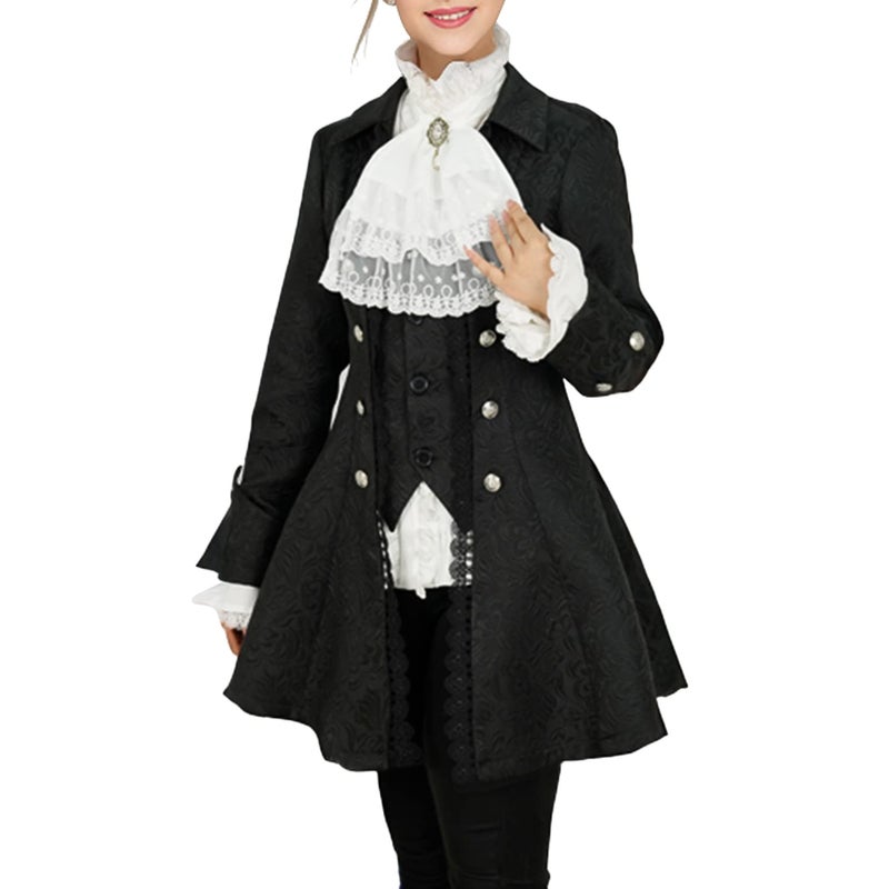 Rainday Women's Steampunk Pirate Jacket Medieval Gothic Tailcoat Victorian coat Costume(Z3007BK,S) - Image 2