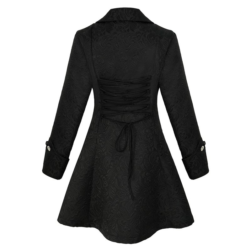 Rainday Women's Steampunk Pirate Jacket Medieval Gothic Tailcoat Victorian coat Costume(Z3007BK,S) - Image 3