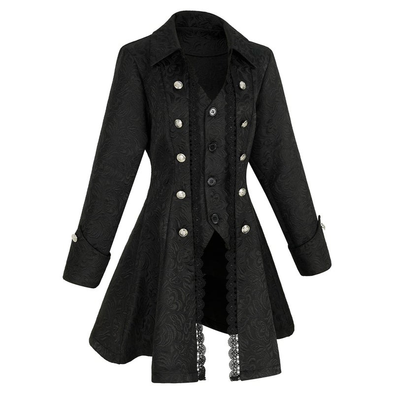 Rainday Women's Steampunk Pirate Jacket Medieval Gothic Tailcoat Victorian coat Costume(Z3007BK,S) - Image 1
