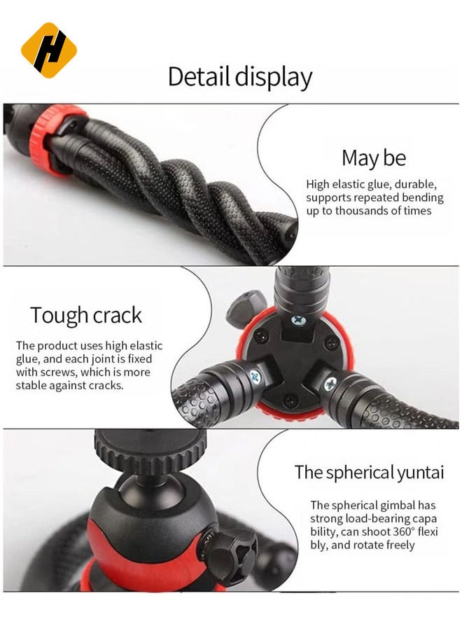 HuHa Flexible Tripod，12 Inch Phone Tripod for iPhone and Android Phone, Action Camera Tripod for GoPro Canon Nikon DSLR  - Image 3