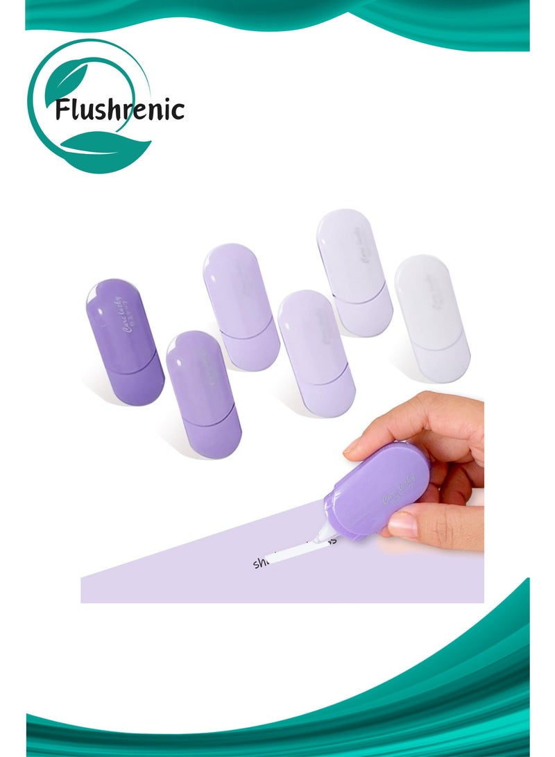 Flushrenic 6 PCS Correction Tape,Gradient Color Portable Mini Correction Tape,Smooth And Easy To Use Applicator, Correction Tape Is A School Supplies,Office Supplies For Students,Children (Purple) - Image 1