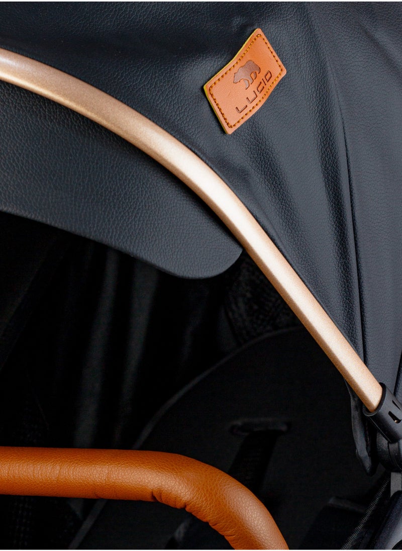 LUCID - SENA Baby Stroller, luxury carriage with umbrella and leather cover from Lucid Baby Blue - Image 1