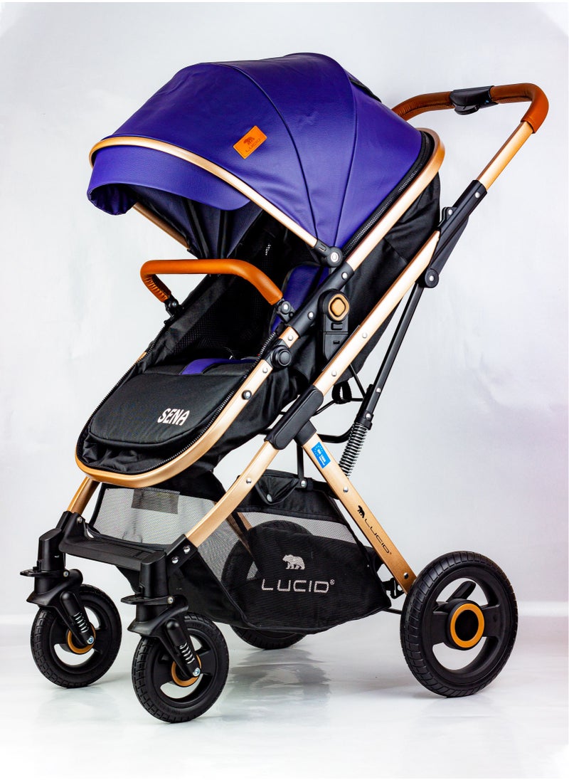 SENA Baby Stroller, luxury carriage with umbrella and leather cover from Lucid Baby Blue - pzsku/ZCD4752FEBA19F7B2FC5AZ/45/_/1721075821/6cad9b89-ee75-4edb-8c2e-2fb440761e6f