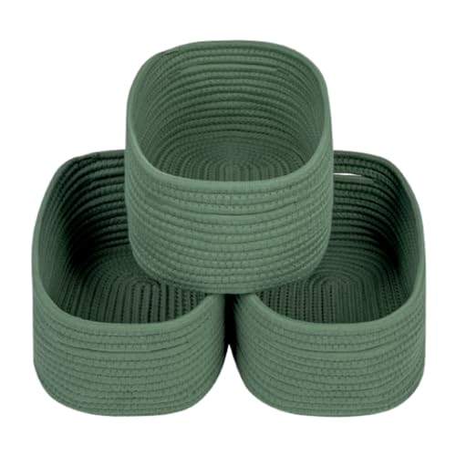 CubesLand Small Storage Basket for Shelves, Woven Rope Green Basket for Organizing, Durable & Skin-Friendly Cube Shelf Closet Organizer Bins, Toy Storage Organizers Bin, Modern Home Decor with Handles - Image 1
