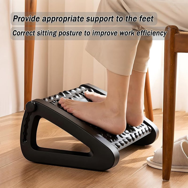 Cazuela Office Foot Rest for Under Desk Adjustable Footrest with Massage Texture and Roller Ergonomic Foot Rest with 6 Height Adjustable for Home Office School Black - Image 2