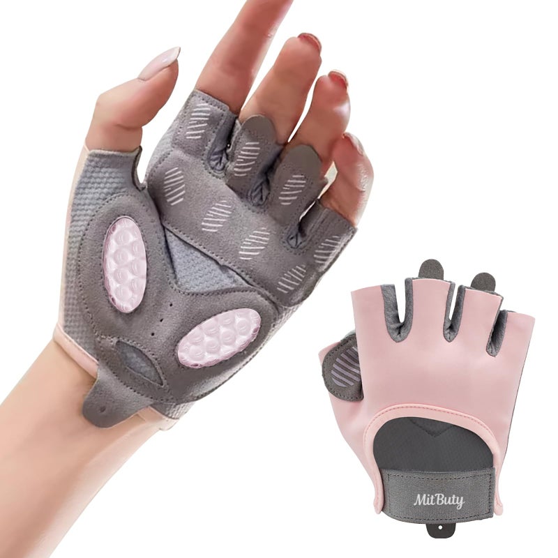 MitButy Workout Gloves for Men & Women â€“ Fingerless Gym Gloves for Weight Lifting, Crossfit, Fitness, Exercise & Training with Silicone Grip Dots for Secure Hold & Palm Padding Protection - Image 1