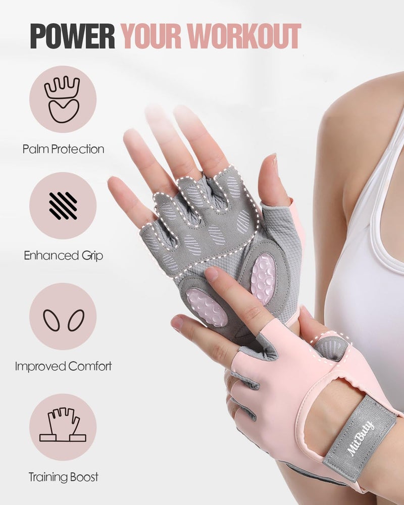 MitButy Workout Gloves for Men & Women â€“ Fingerless Gym Gloves for Weight Lifting, Crossfit, Fitness, Exercise & Training with Silicone Grip Dots for Secure Hold & Palm Padding Protection - Image 5