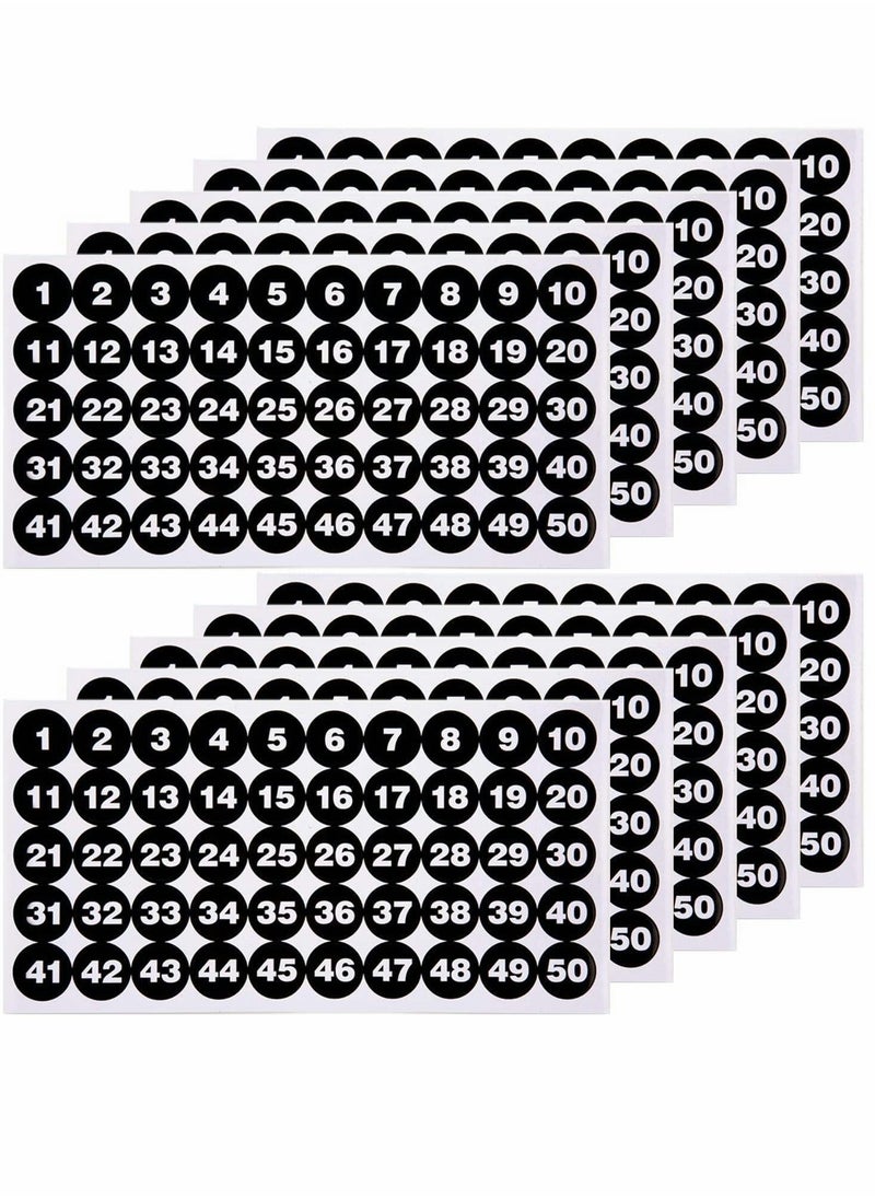 Generic - Number Stickers, Consecutive Number Stickers (1-50) 2.54cm Number Labels Waterproof Self-Adhesive Universal Label for Indoor Outdoor Daily Storage Uses (10 Sheets) - Image 1