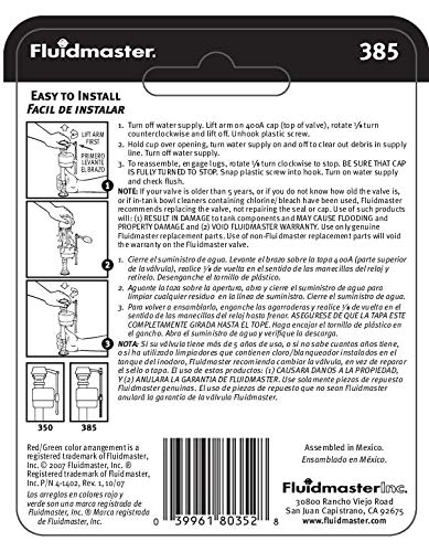 Fluidmaster 385 Toilet Replacement Cap Assembly For 400A Fill Valves Black 4.75 X 3.75 X 1.47 - Image 4