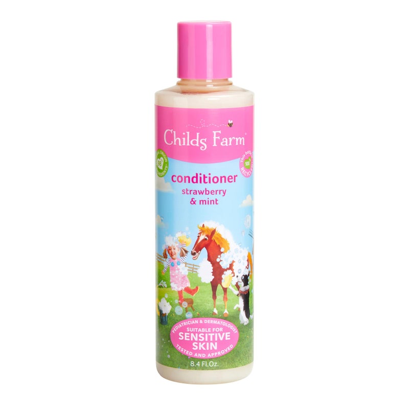 Childs Farm, Kids Hair Conditioner for Dry, Sensitive Skin & Scalp, Strawberry & Organic Mint, Conditions & Nourishes, Vegan, Cruelty-Free, 8.4 Fl Oz - Image 1