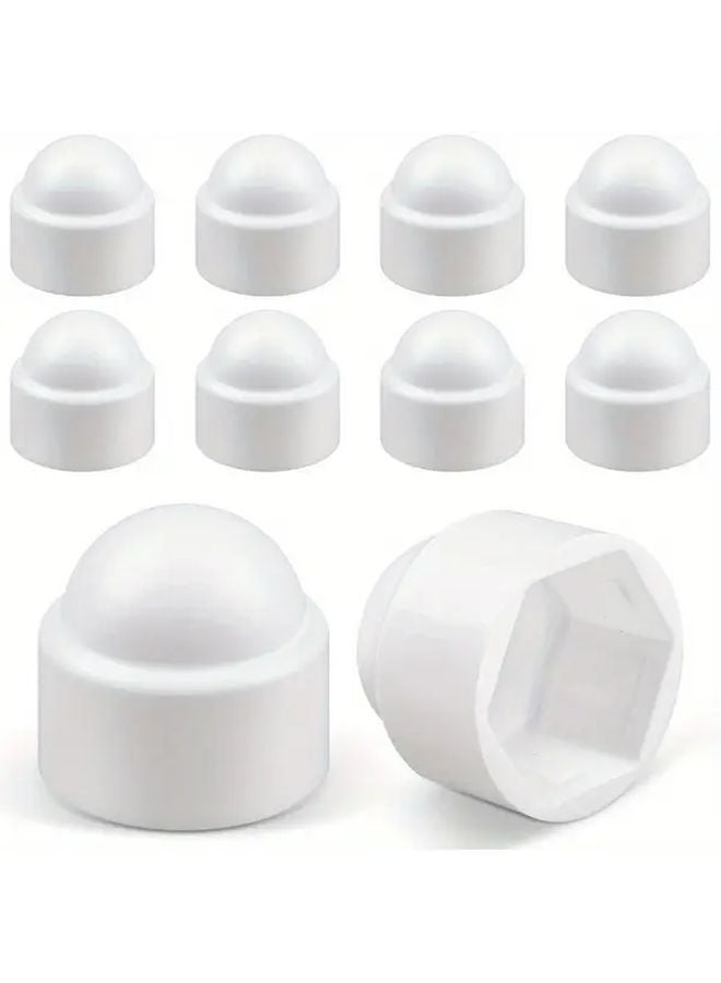 10 قطع من أغطية الصواميل البلاستيكية البيضاء سداسية الشكل M10x17x21 مقاومة للغبار للاستخدام الداخلي والخارجي للأثاث - Image 2