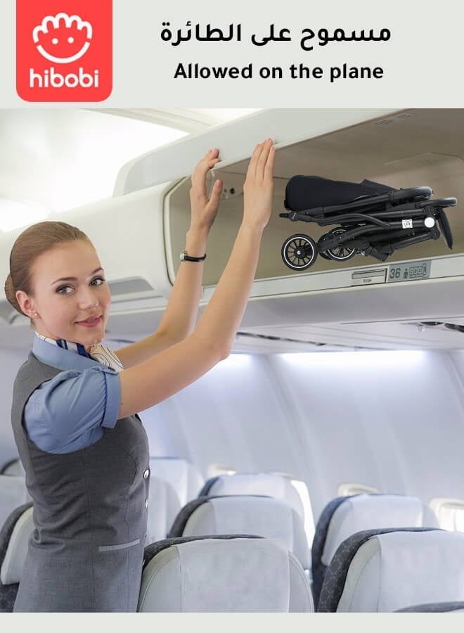 hibobi Lightweight Travel Baby Stroller – One-Click Folding, Adjustable Backrest & Canopy, Soft Fabric, 360° Swivel Front Wheels, Suitable for 0-6 Years, Supports Up to 60KG, Allowed on the Plane - Image 4