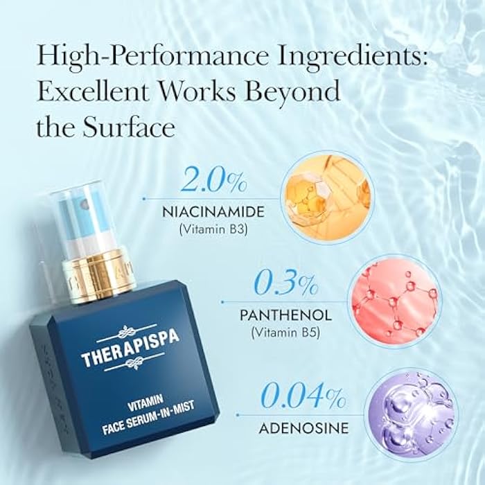 THERAPISPA Face Serum-In-Mist – Hydrating Face Mist & Spray Serum with Niacinamide, Panthenol & Hyaluronic Acid for Firming, Radiant Glow & Youthful Skin (Gold, 2.0 fl oz) - Image 2