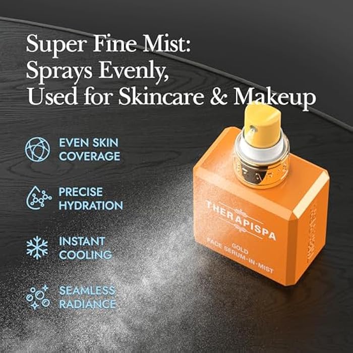 THERAPISPA Face Serum-In-Mist – Hydrating Face Mist & Spray Serum with Niacinamide, Panthenol & Hyaluronic Acid for Firming, Radiant Glow & Youthful Skin (Gold, 2.0 fl oz) - Image 3