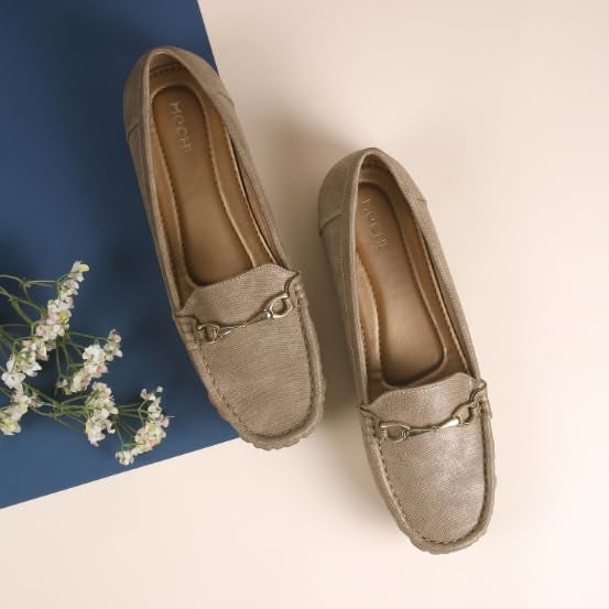 Mochi Women Gold Faux Leather Loafer/Formal Slip-on Shoes UK/5 EU/38 (31-801) - Image 2