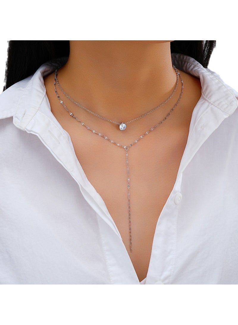 Huitich Dainty Y-Shaped Lariat Necklace with Pearl Drop  - Image 5