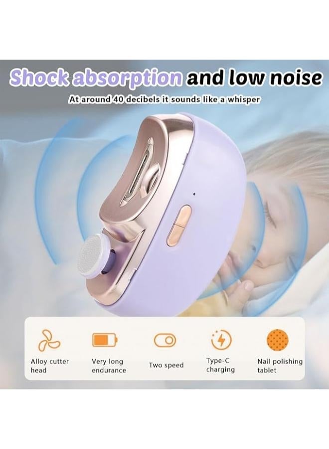 ELTRAZONE Electric Nail Clipper, Automatic Nail Clipper with 2-Speed Electric Nail File for Adults, Baby Safe Fingernail Clipper Nail Drill, Nail Cutter & Nail Shine Buffer 2-in-1 Manicure Pedicure Tool(Purple) - Image 5