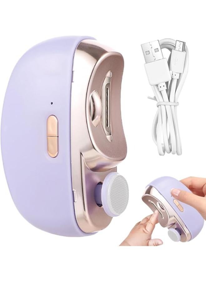 ELTRAZONE Electric Nail Clipper, Automatic Nail Clipper with 2-Speed Electric Nail File for Adults, Baby Safe Fingernail Clipper Nail Drill, Nail Cutter & Nail Shine Buffer 2-in-1 Manicure Pedicure Tool(Purple) - Image 1