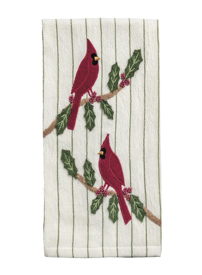Mud Pie Christmas Cardinal Appliqué Towel