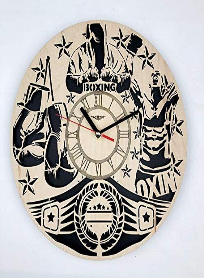 NABSTER Boxing Wall Clock Eco Friendly Wood - Unique Gifts for Box Fans Original Presents - Best Home Decor and Wall Art for Kitchen Bedroom Office - Silent Quartz Movement -12 Inch - Image 1