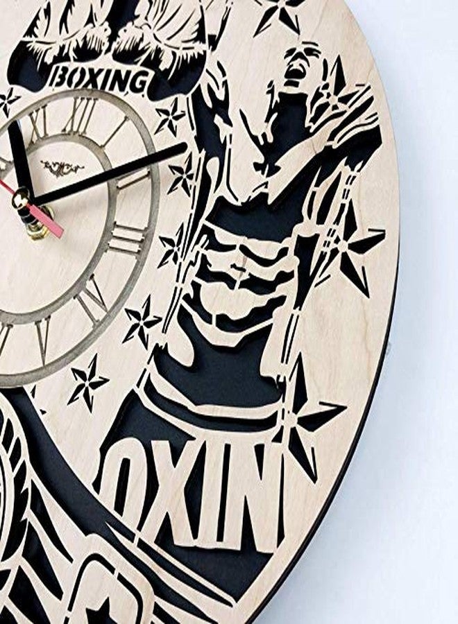 NABSTER Boxing Wall Clock Eco Friendly Wood - Unique Gifts for Box Fans Original Presents - Best Home Decor and Wall Art for Kitchen Bedroom Office - Silent Quartz Movement -12 Inch - Image 3