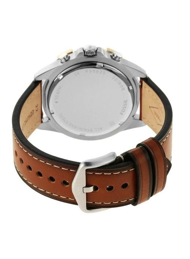 FOSSIL Men Garrett Water Resistant Chronograph Wrist Watch FS5625 - 44 mm - Luggage Brown - Image 3