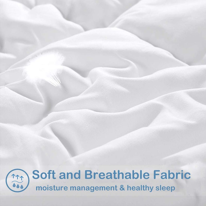 EASELAND All Season California King Soft Quilted Down Alternative Comforter Reversible Duvet Insert with Corner Tabs,Winter Summer Warm Fluffy,White,96x104 inches - Image 4