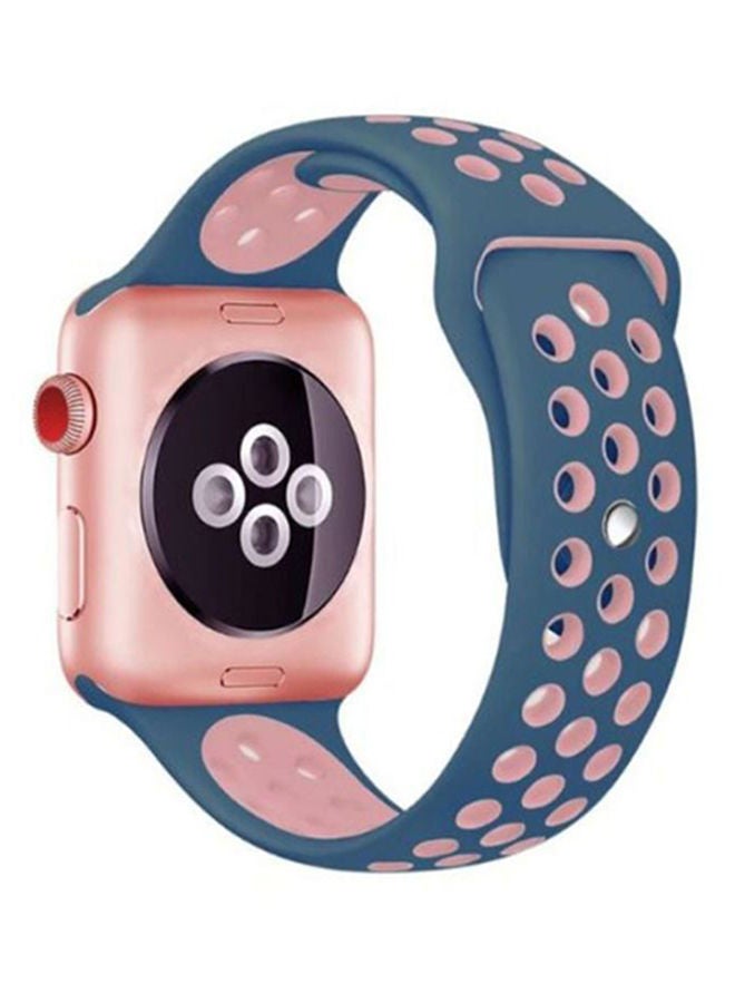 NIBEMINENT Replacement Silicone Strap For Apple Watch Series 3/2/1 Blue And Pink