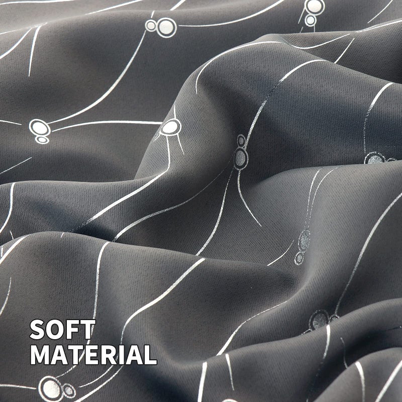 BGment الستائر Bragtle Blackout 45 بوصة طويلة جروميت الستائر المعزولة الحرارية معزولة مع خط الموجة ونقاط مطبوعة لغرفة النوم 2 لوحات كل 42 × 45 بوصة رمادية داكنة - Image 4